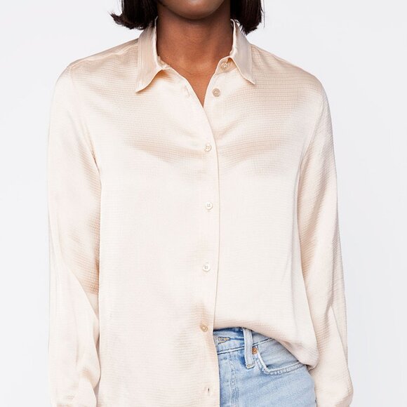 FORTE FORTE Viscose Satin Shirt in Ivory - Picture 1 of 6